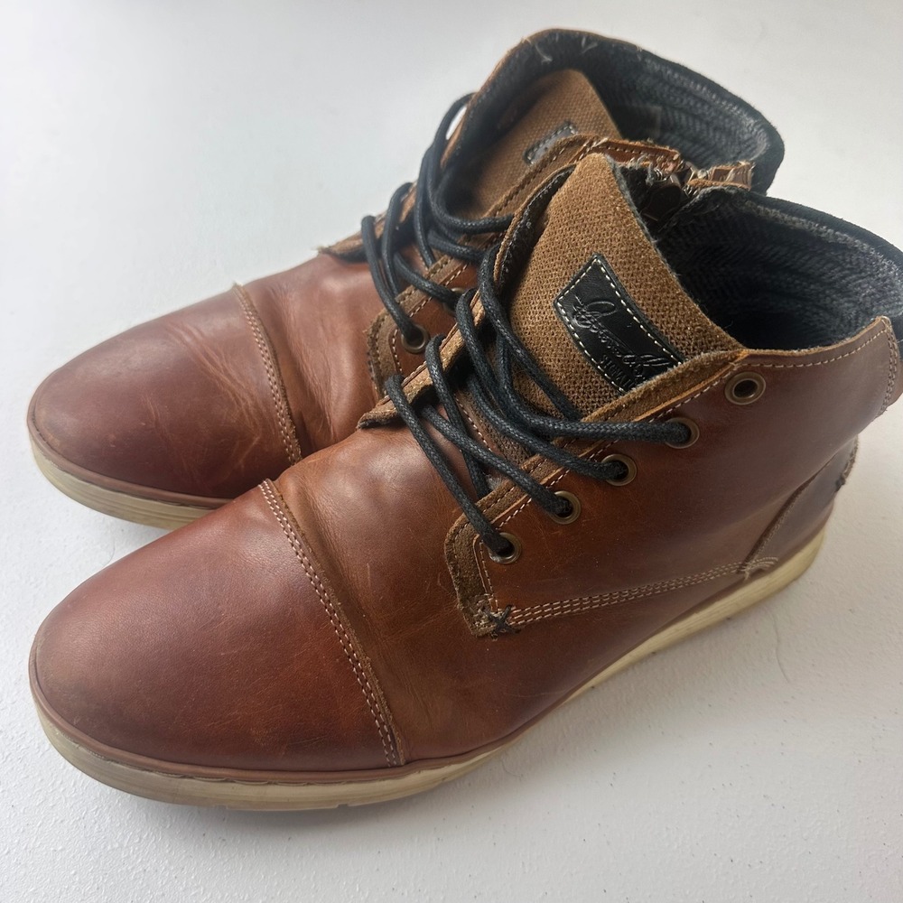 Bullboxer Adyn Boots Mens 8 Brown Leather Side Zip Cap Toe Outdoor Casual